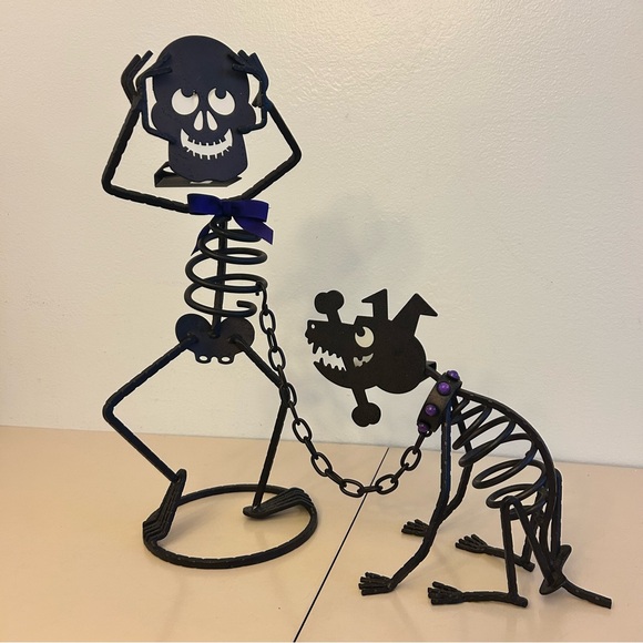 PartyLite Other - Vintage PartyLite Halloween Skeleton Mr. Bones Sticks Dog Votive Holders